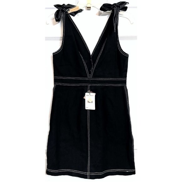 FREE PEOPLE Black London Town Overall Mini Dress Size 4 NWT - Picture 3 of 8